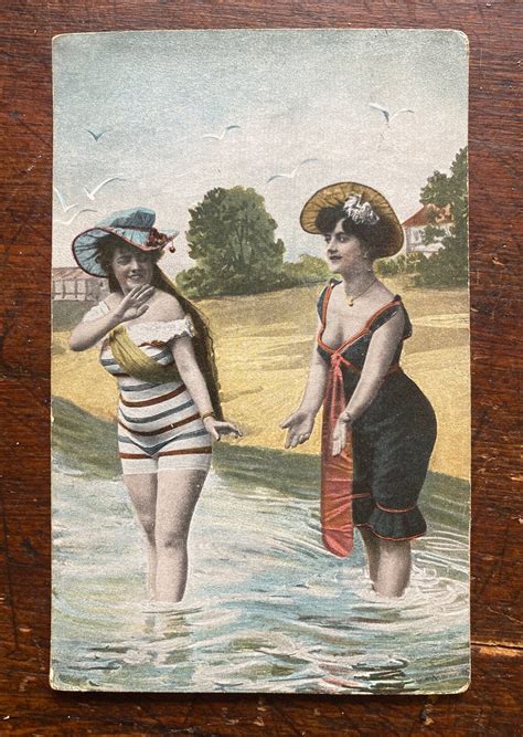 Vintage Bathing Beauties Postcard Printed In Etsy