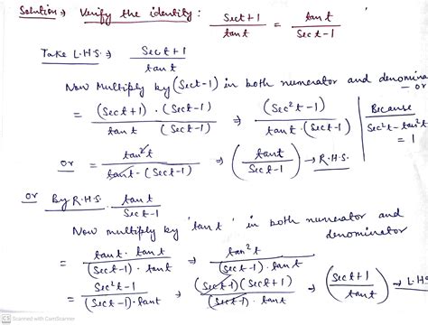 Solved Verify The Identity Sect 1 Tant Tant Sect 1 To