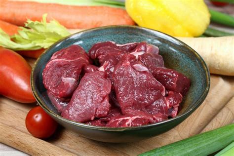 Raw Deer Meat For Venison Ragout Or Goulash Stock Photo Image Of