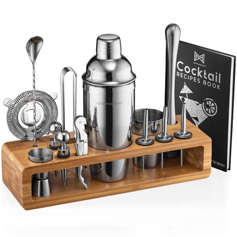 Buy Mixology Bartender Kit: 23-Piece Bar Set Cocktail Shaker Set with Stylish Bamboo Stand ...