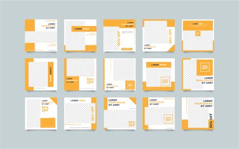 Set Of Orange Social Media Post Templates 689585 Vector Art At Vecteezy