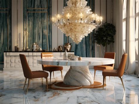 Premium AI Image | Modern luxury dining room with marble table Generative AI