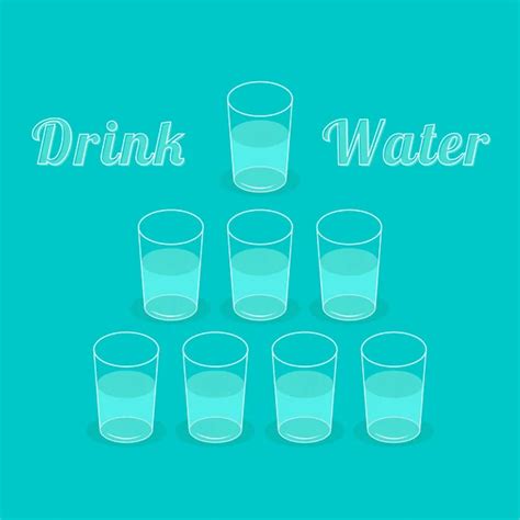 Eight glasses drink water. Infographic. Flat design. — Stock Vector ...