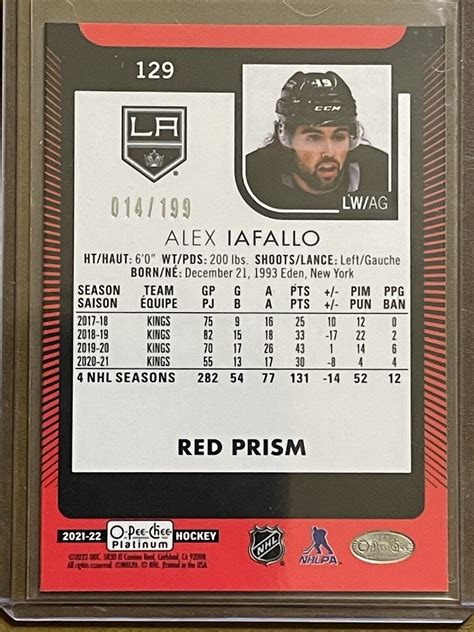 Alex Iafallo 2021 22 O Pee Chee OPC Platinum Red Prism 014 199 LA