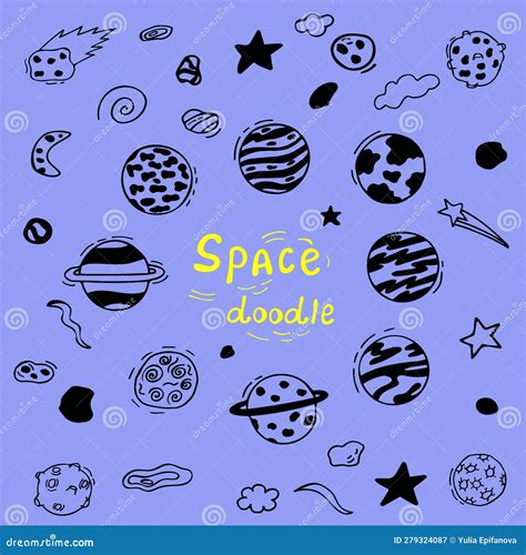 Space Doodles Space Planets In Space Starry Background Royalty Free