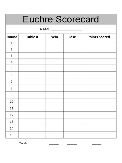 Euchre Score Cards Template - 5 Free Templates in PDF, Word, Excel Download