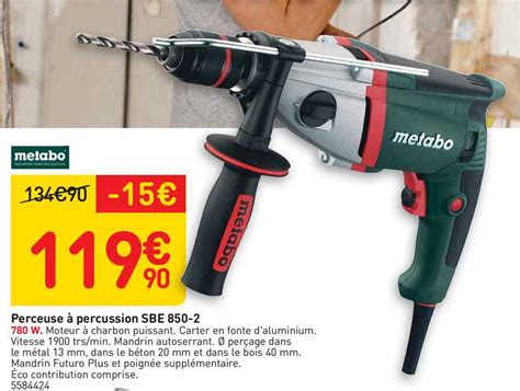 Offre Perceuse à Percussion Sbe 850 2 Metabo chez WELDOM