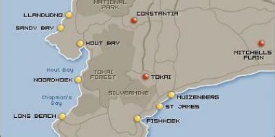 Cape Town beaches map - Map of Cape Town beaches (Western Cape - South Africa)