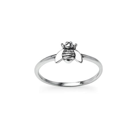 Small Honey Bee Wrap Ring Sterling Silver Round Comfort Fit