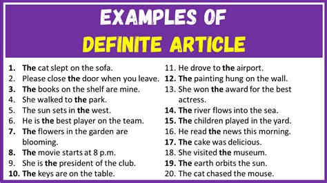 30 Examples of Definite Article in Sentences