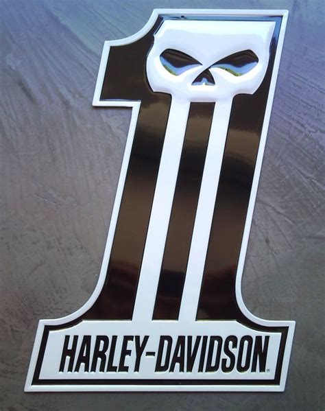 News Du Jour Plaque Harley Davidson Crane Noir Blanc Tole Deco Usa