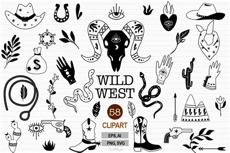 Wild West Clipart, Black Western SVG Graphic by owlasyashop · Creative ...