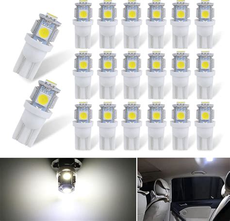 Amazon QODOLSI 20 PCS LED Light Bulbs T10 5050 5 SMD 5W5 LED