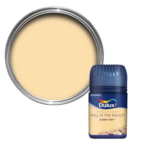 Dulux Travels In Colour Sunny Day Yellow Flat Matt Emulsion Paint 50ml Tester Pot Departments