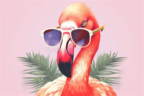 Pink Flamingo Wearing Summer Sunglasses On The Beach Ai Generated Stock