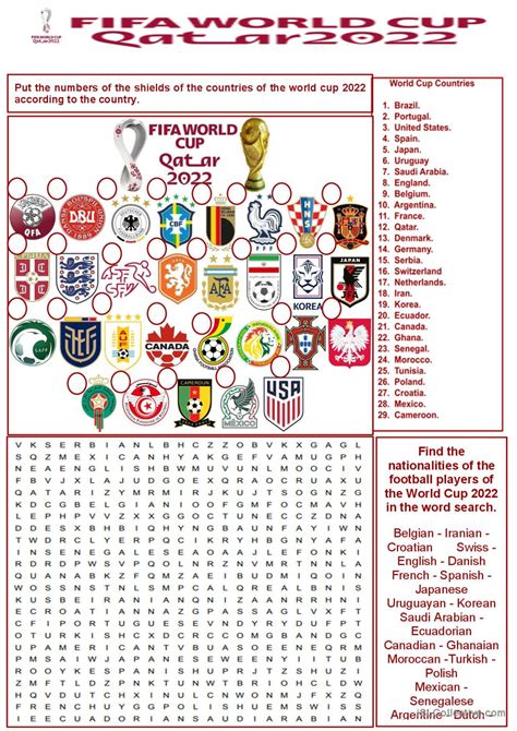 Fifa World Cup Team Crest English Esl Worksheets Pdf And Doc