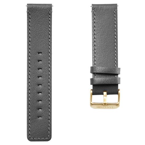 Grey Leather Watch Strap with Gold-Tone Buckle | In stock! | Lucleon