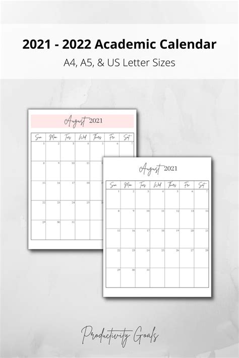 2021 2022 Academic Calendar Printable