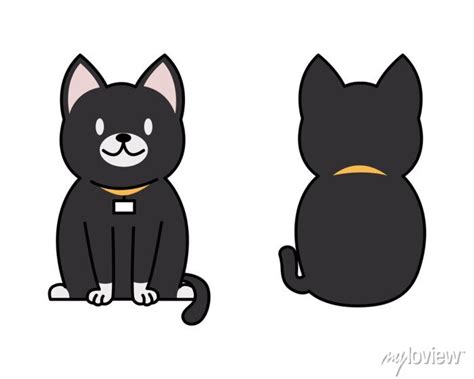 Vector Illustration Of Funny Cartoon Black Cat Breeds Set Posters For