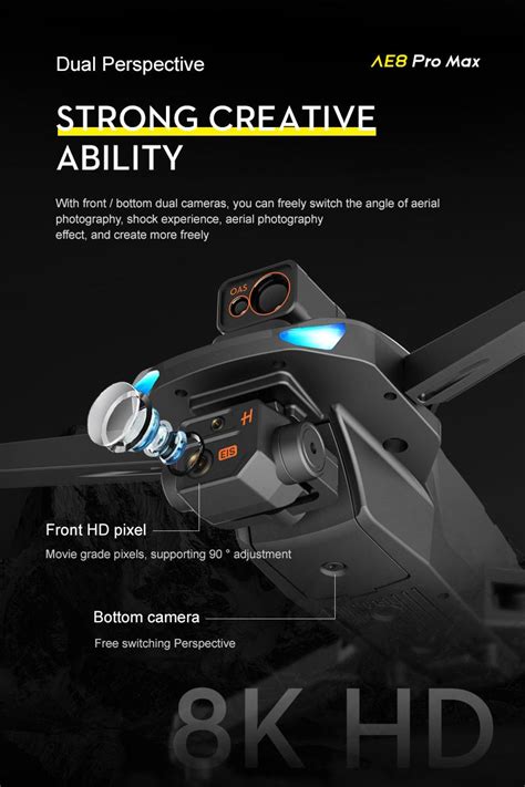 Ae8 Pro Max Drone Brushless Gps Drone 360° Obstacle Avoidance Automatic