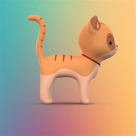 Cute Cartoon Cat 3d Model Turbosquid 1206414