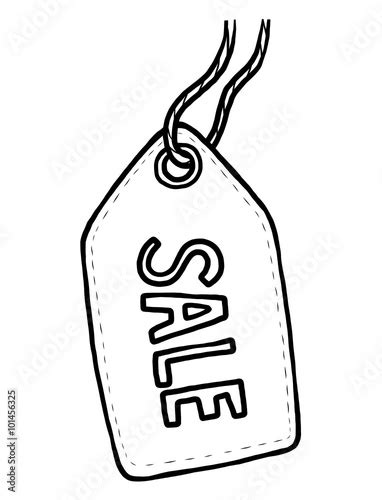 Sale Tag Cartoon Vector And Illustration Black And White Hand