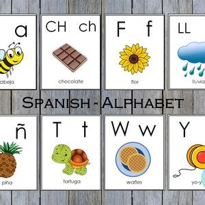 Spanish Alphabet Flashcards Printable, Spanish Alphabet Picture Flash ...