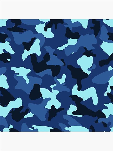 Blue Marine Army Camo Camouflage Pattern Poster By Productpics