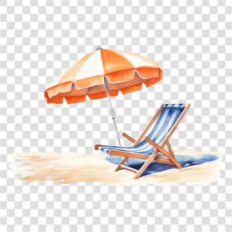 Premium Psd Beach Umbrella Chair Watercolor Illustration