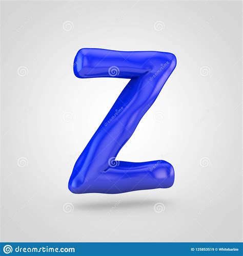 Blue Plasticine Letter Z Uppercase Isolated On White Background Stock