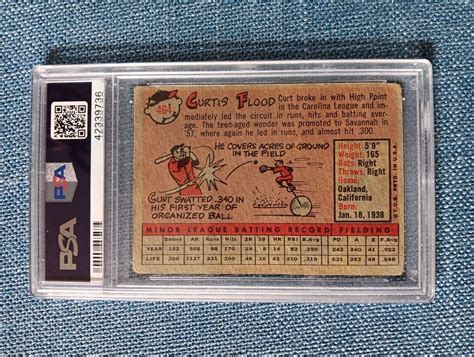 1958 Topps CURT FLOOD Cardinals RC Rookie Baseball Card 464 Graded PSA