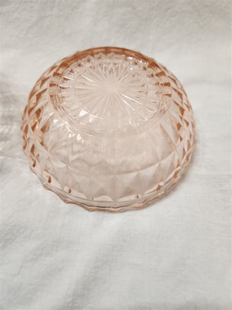 Windsor Diamond Pattern Pink Depression Glass Finger Bowls Berry Bowls