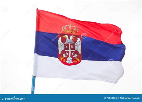 Serbian Flag Waving On Wind In The Sky Stock Image Image Of Wind