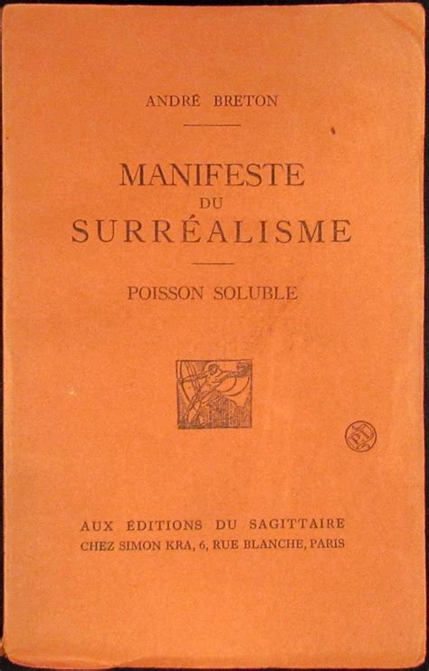 MANIFESTE DU SURRÉALISME Poisson Soluble by Breton André 1924