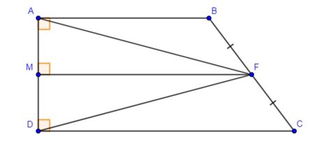 Toán Lớp 8 Cho hình thang vuông ABCD có góc A góc D 90 độ Gọi F