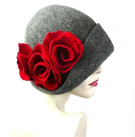 Gray Felt Hat Felted Hat Cloche Hat 1920 Hat Art Hat Gray Hat