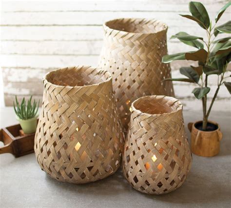 Bamboo Lanterns Set Of 3 Pottery Barn