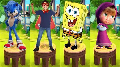 Tag With Ryan Vs Sonic Dash Vs Spongebob Sponge On The Run Vs Masha