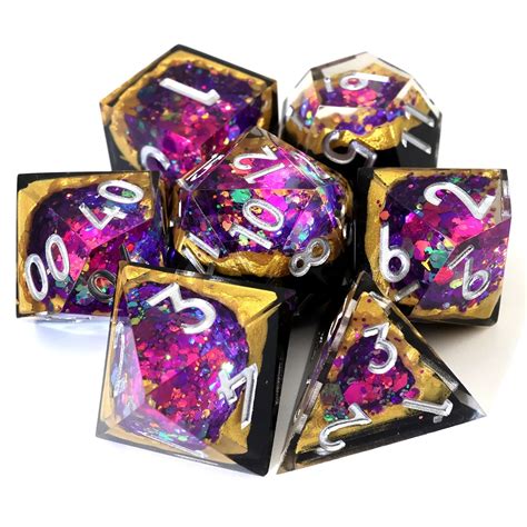 Polyhedral Board Games Sharp Edge Geode Dice 7 Pieces Set Dnd T Rpg