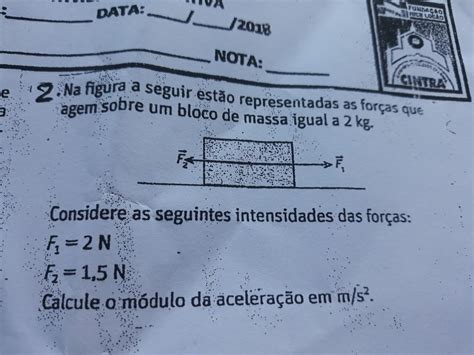 na figura a seguir estão representadas as forças que agem sobre um