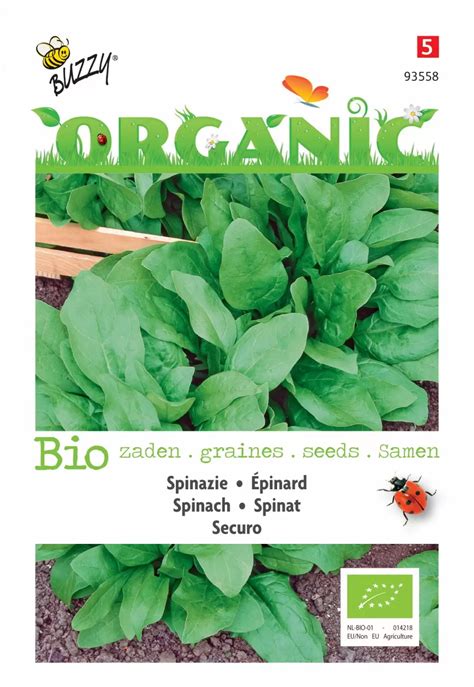 BUZZY Organic Spinazie Securo 15g GroenRijk Beneden Leeuwen Een