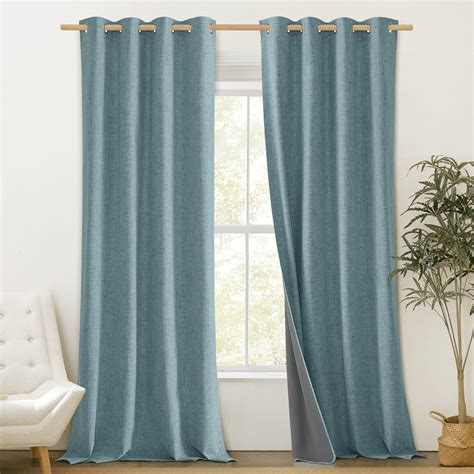 Nicetown Faux Linen Blackout Curtains For Living Room Full Room