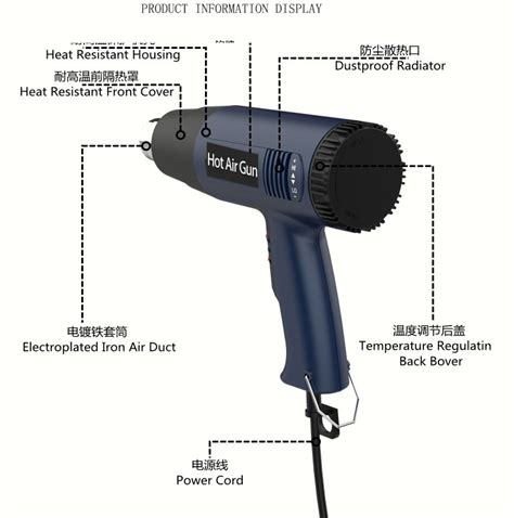 Hot Air Gun Heat Gun Blower Shrink Gun Adjustable 2000W Hamper Packaging Shrink Wrap Blower
