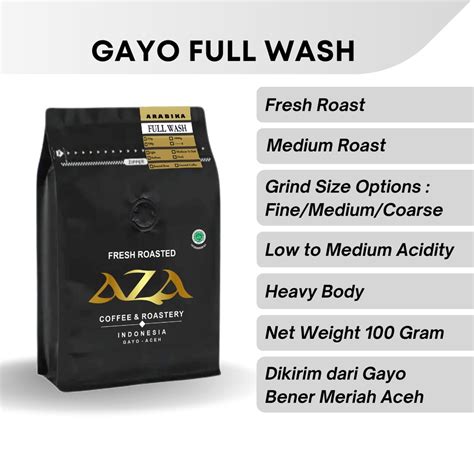 Jual Aza Coffee Kopi Arabika Aceh Gayo Proses Full Wash 100g Bubuk