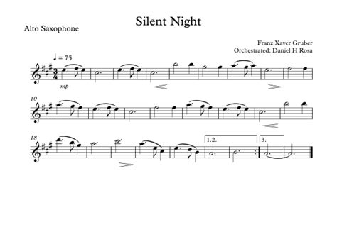 Silent Night Christmas Carol Alto Saxophone Arr Daniel H Rosa