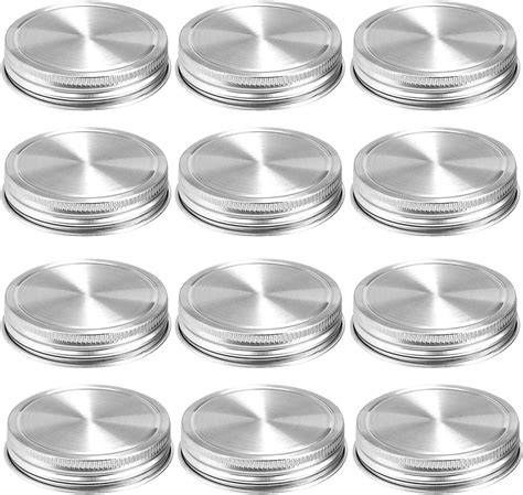 Stainless Steel Mason Jar Lids12 Pack Polished Surfacereusable And Leak Proofstorage Caps