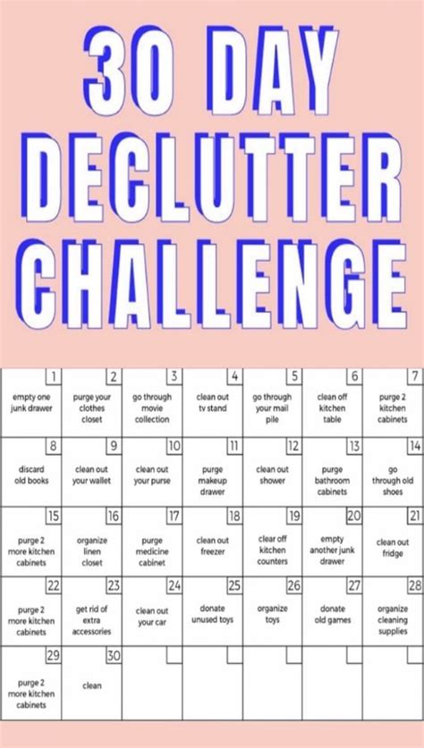 30 Day Clutter Challenge Chart