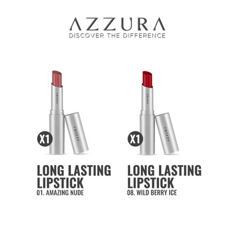 Jual AZZURA Longlasting Lipstick Lipstik Tahan Lama 01 Amazing Nude 08 Wild Berry Ice Shopee