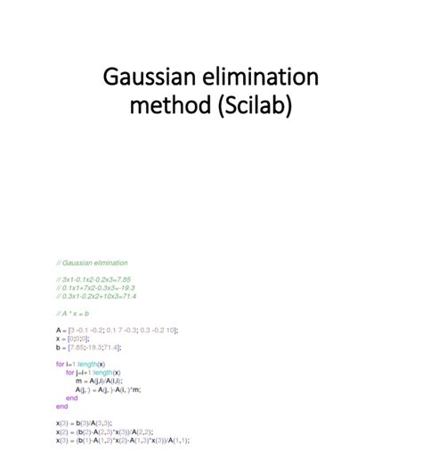 Gaussian Elimination Scilab Pdf