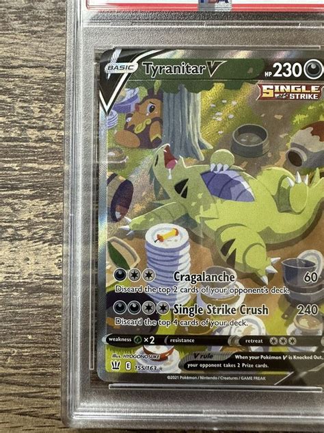 Pokemon Card Tyranitar V 155 163 2021 Battle Styles Rare Alt Art PSA 10